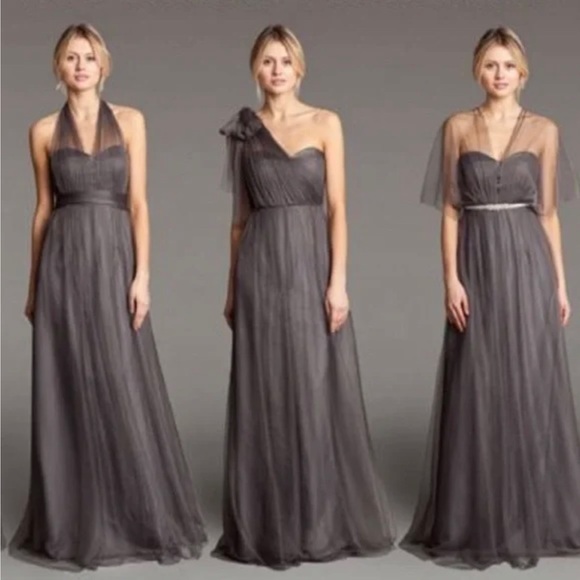 Jenny Yoo Bridesmaid Dress Annabelle in Shadow Grey Color Size 6 - Picture 1 of 8